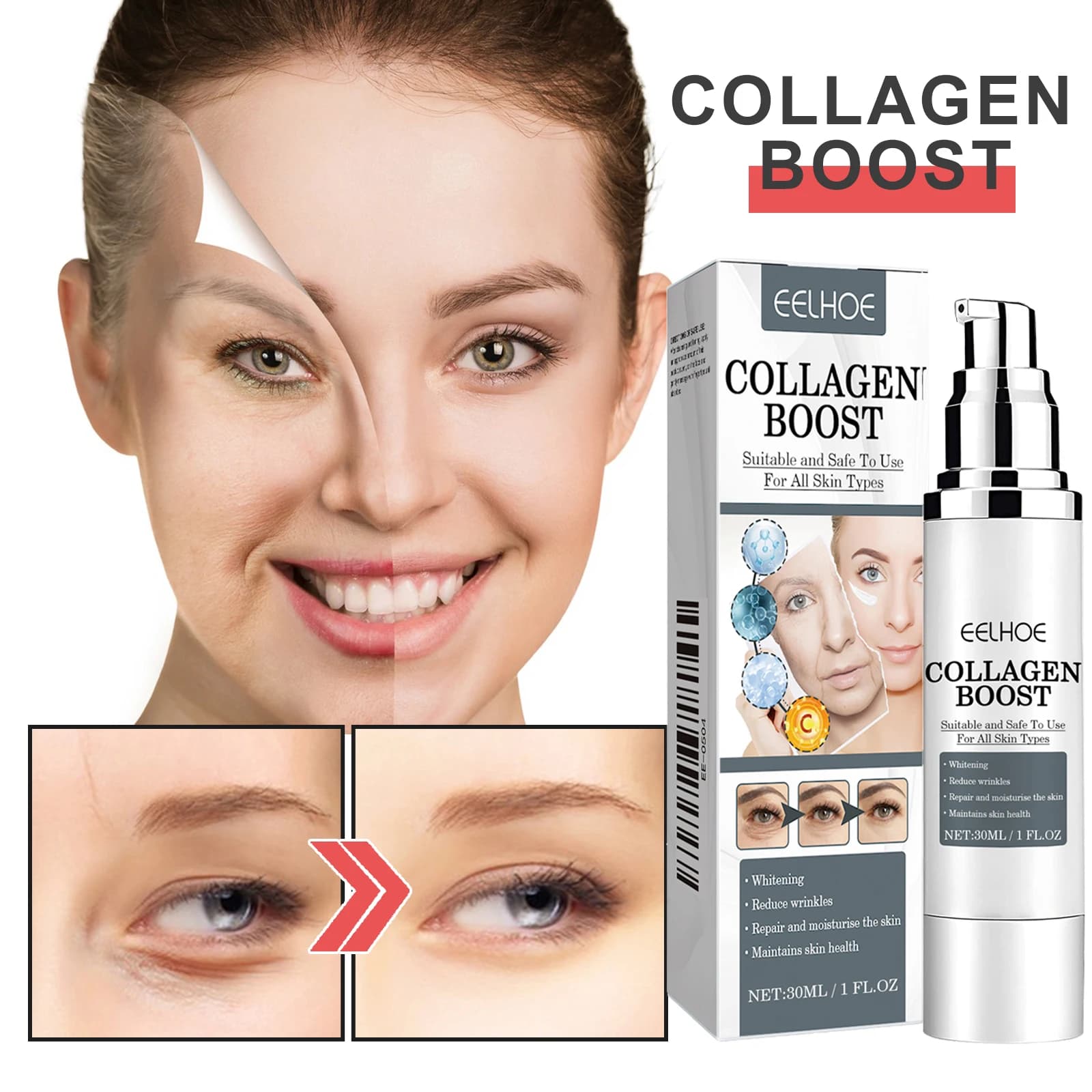 EELHOE collagen Boost Serum Anti-Aging concealer of dark spots facial anti-wrinkle cream fade women skin care lines 30ml