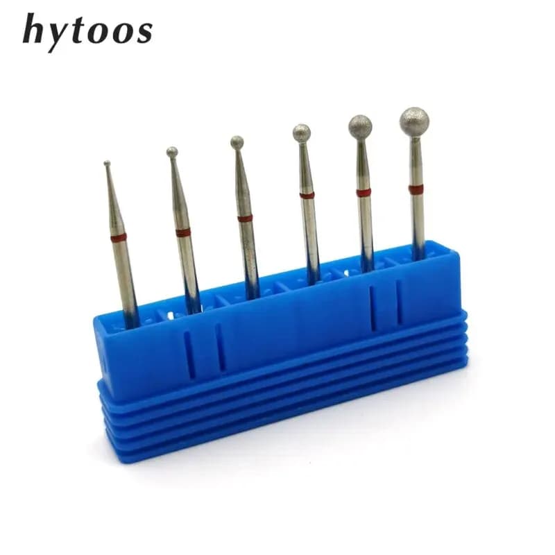 HYTOOS Punta da trapano per unghie con diamante a sfera 6 pezzi/set Accessori per macchine da trapano con punta per manicure a grana fine rotativa per cuticole pulite