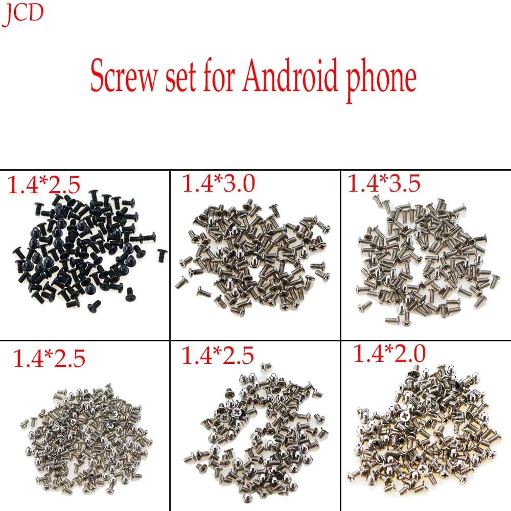 Set di viti a croce per telefono cellulare M1.4 di colore nero argento da 1 borsa per Samsung per Huawei per telefono Android Xiaomi