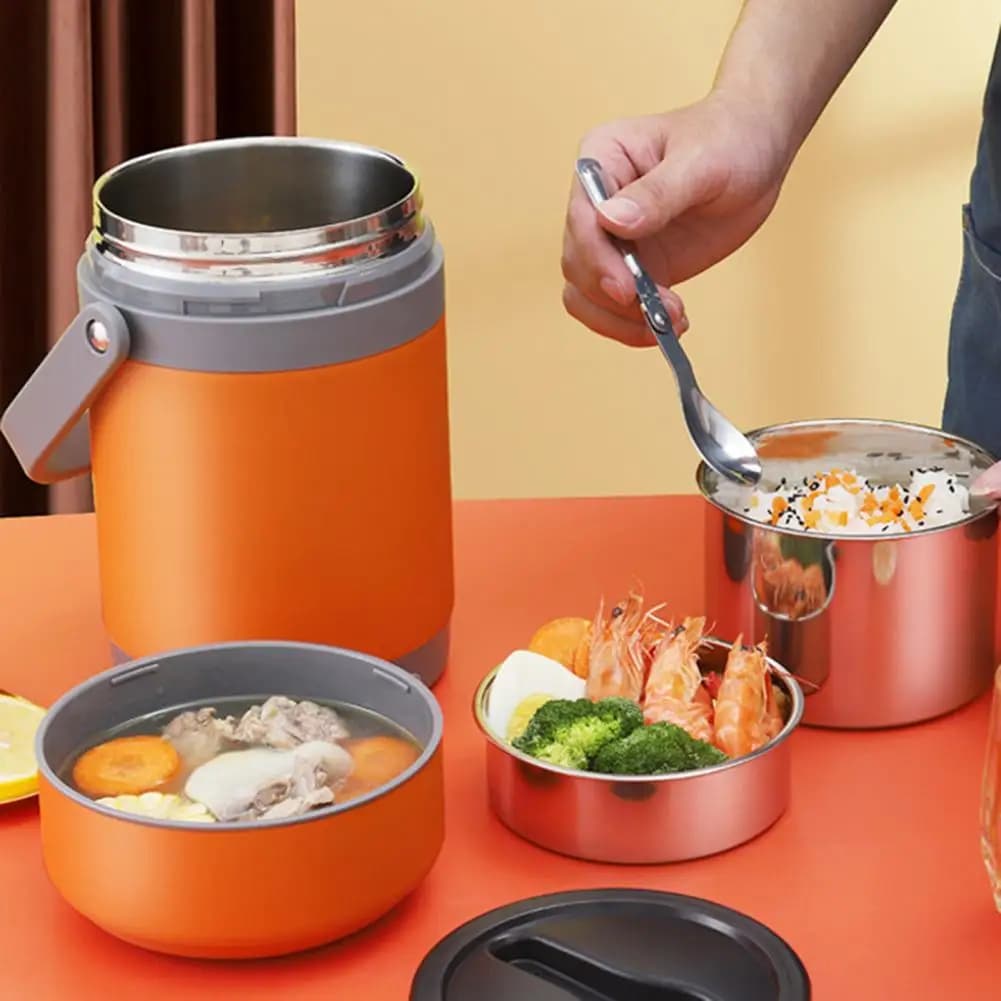 Secchio isolante 1.6/2.0L contenitore per il pranzo impilabile contenitore per alimenti staccabile antiruggine Bento Box termostatico elettrico multistrato