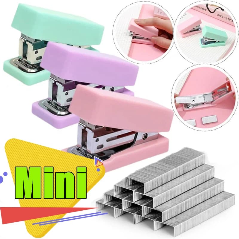 Mini cucitrice per file di carta Set cucitrice metallica con 400 pezzi 10 # Graffette Kit di cancelleria carino Strumenti per forniture per rilegatura per ufficio scolastico
