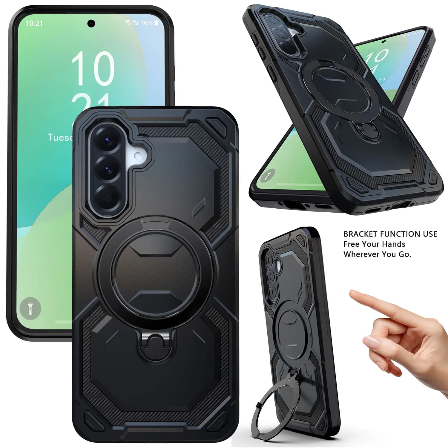 For Samsung For Galaxy A56 Shockproof Ring Kickstand Holder Case Magnetic Rugged Hybrid Heavy Duty Phone Cover