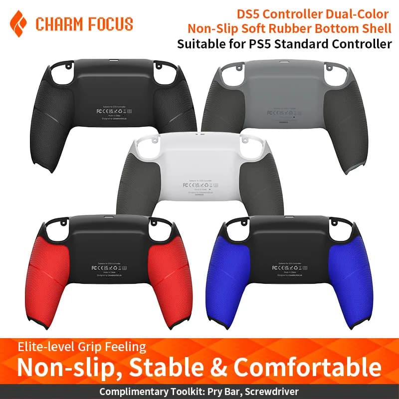 Controller PS5 ridimensionato Sostituzione della custodia inferiore antiscivolo bicolore per modello BDM-010, 020, 030, 040, 050