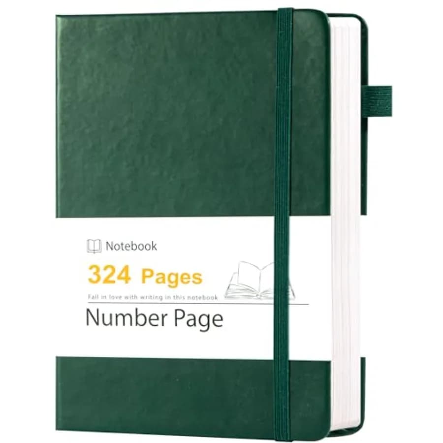 Leather Journal for Men Women, 324 Numbered Pages Thick Journals for Writing with Contents, A5 Hardcover College Ruled Journali