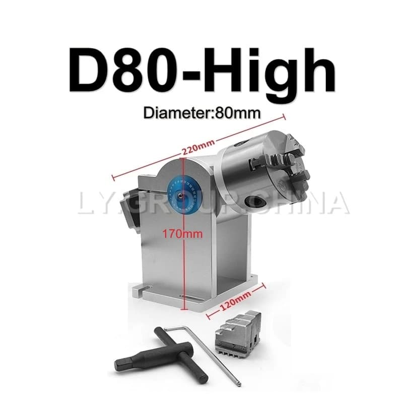 Professional CO2 Laser Engraving Kit with 80mm D80 to 3 Griffe Spind Spindle Laser Cutting and Marking Machine on Rotating Axis