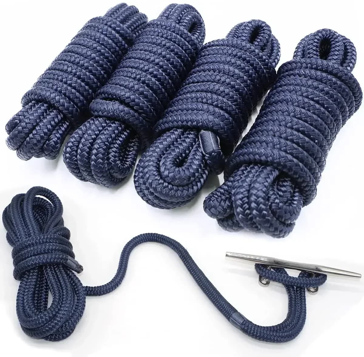 Linea di molo da 15 piedi Corda di ancoraggio intrecciata doppia in nylon Dock Linea da 1/2 pollice di diametro e sale usuale, stampo, raggi UV di olio per ormeggio di barche