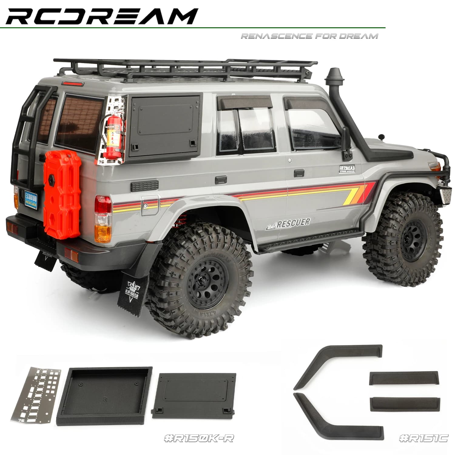 RCDream 1/10 Cassetta degli attrezzi Scatola di espansione portaoggetti laterale Finestra Scudo meteorologico Visiera Deflettore vento per RGT LC76 EX86190 Parti di aggiornamento