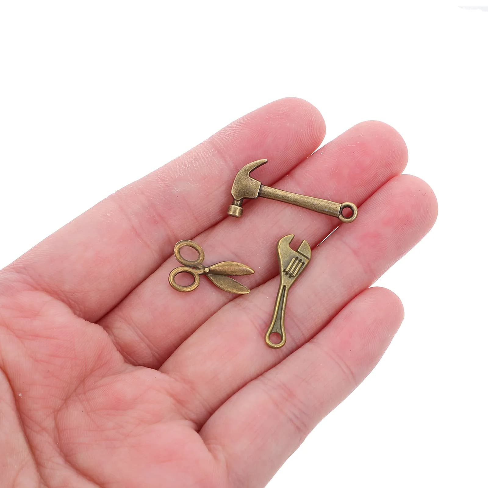 10 Set di Strumenti Realistici in Lega per Riparazioni e Lavorazioni Artigianali per Case delle Bambole in Miniatura, Accessori per Cantieri Edili, Chiavi e Forbici