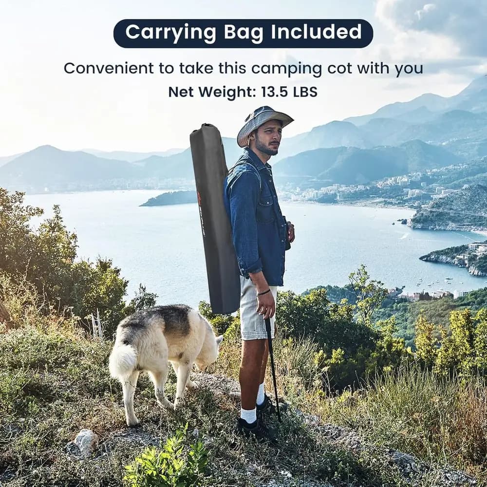 Lettino da campeggio portatile e leggero con borsa per il trasporto, letto da esterno resistente per adulti e bambini, supporta fino a 136 kg