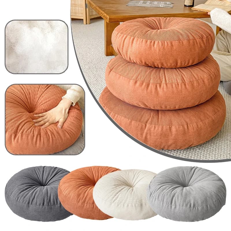 New Japanese Style Thick Corduroy Ultra-Soft Round Chair Cushion Comfortable Seating Tatami Mats for Balcony Floors Meditation