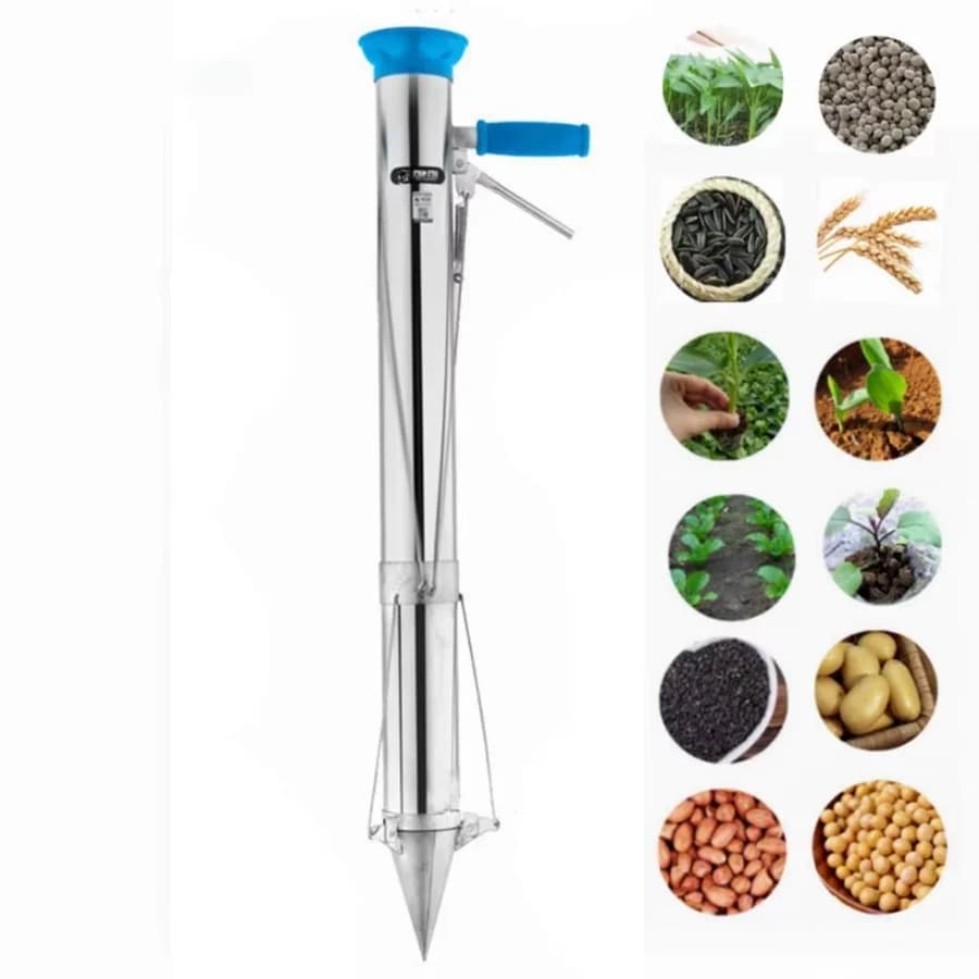 Stainless Steel Manual Seedling Planter Long Handled Bulb Vegetable Planter Tools Agricultural Seeder Sapling Transplant Planter