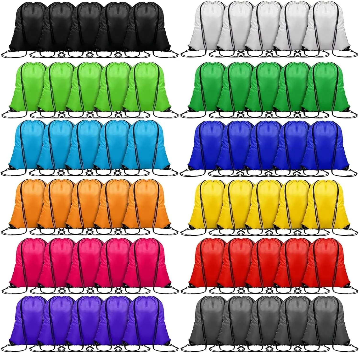 120 Backpacks with Coulisse in Convenience Pack, Sports Handbags for Men and Women for Open Activity in 12 Colors