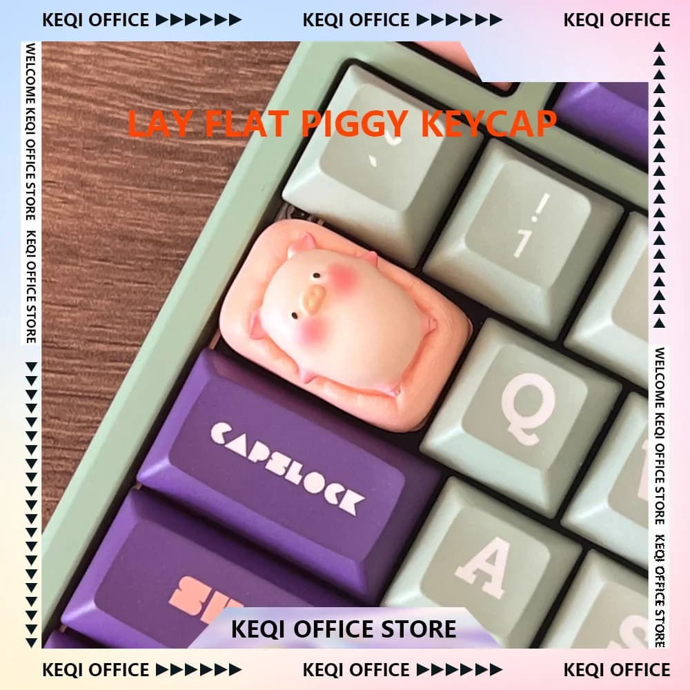 1pc Lay Flat Piggy Artisan Keycap 3D Tappo per tastiera in resina Personalizzazione personalizzata Cute Pink Pig 1.5U Copritasti per tastiera meccanica