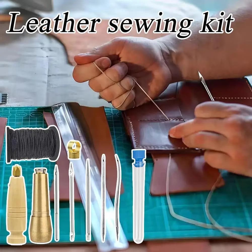 Kit di Cucito Artigianale in Pelle, Strumento Manuale per Riparazione di Tela e Pelle | Set di aghi Speedy Stitcher