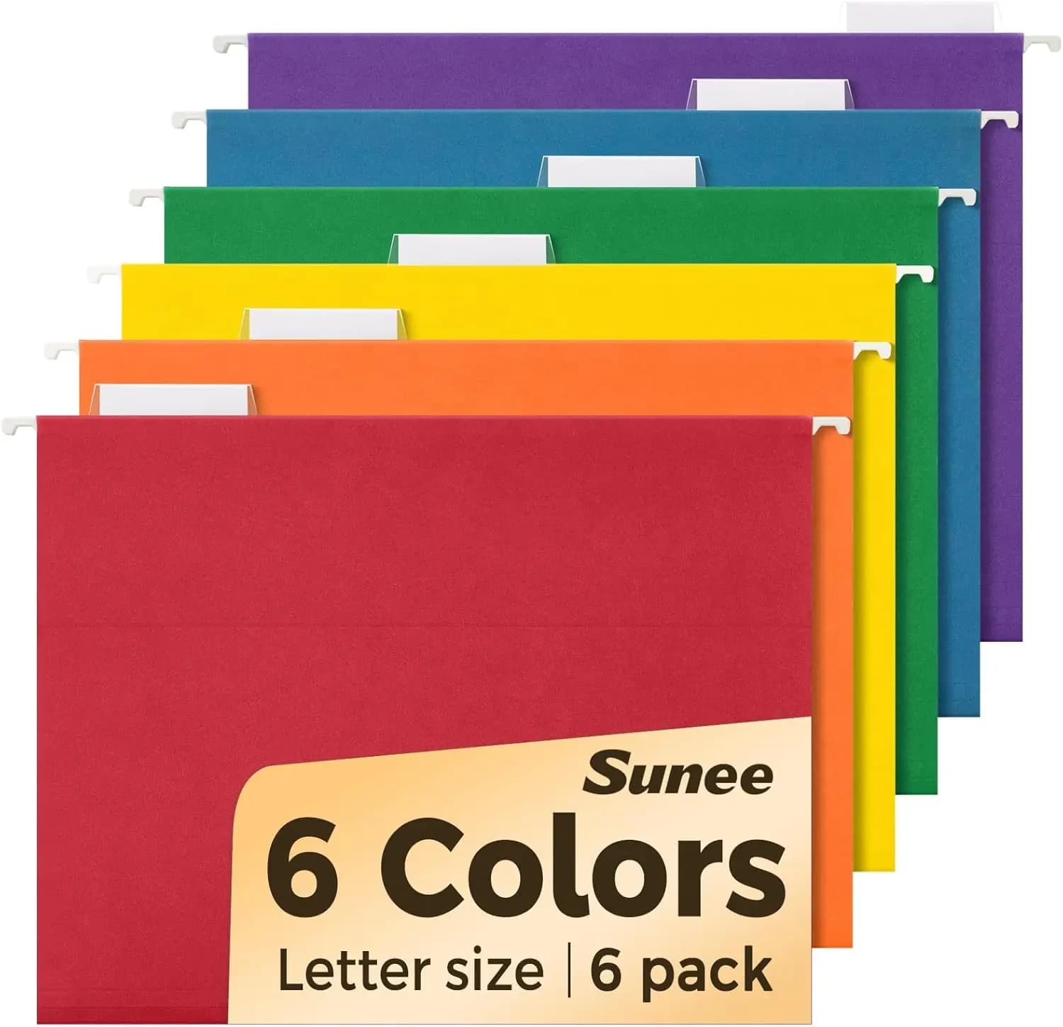 Confezione da 6 cartelle portadocumenti da appendere, formato Letter, colori assortiti, con linguette a 1/5 di taglio per l'organizzazione di casa e ufficio