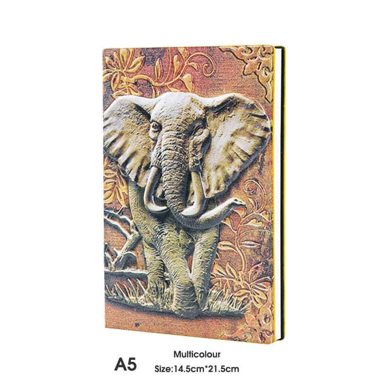 Embossed Elephant Hardcover Journal Notebook,A5 Lined Vintage Leather Journal,3D Notebook For Writing,Travel,Diary,And Gift