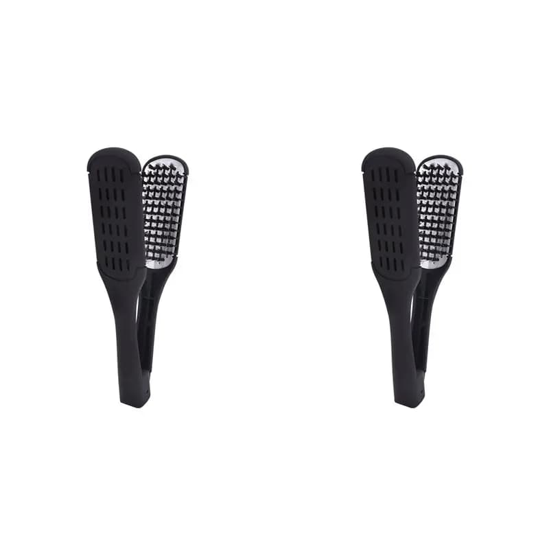 2X Double Facial Pettine with Snails Setole, Antistatic Tool for Leasing Hair, Pettine with Support, Black