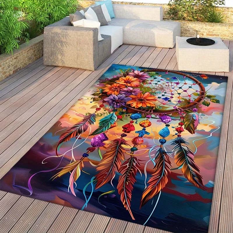 1pc Dreamcatcher Print Rug Outdoor Indoor Area Rug Floor Mat, Doorway Decoration Rug With Non-slip Rubber Backing, Outdoor Patio