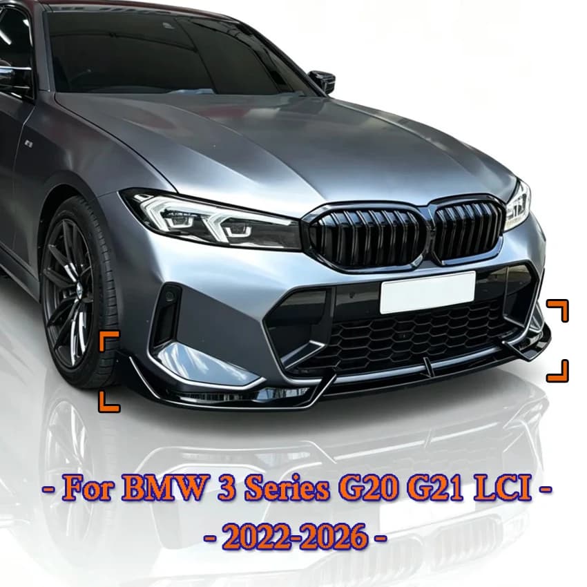 3Pcs Front Bumper Spoiler Air Chin Accessories For BMW 3 Series G20 G21 LCI 2022-2026 Spoiler Diffuser Guard Body Kit Cover ABS