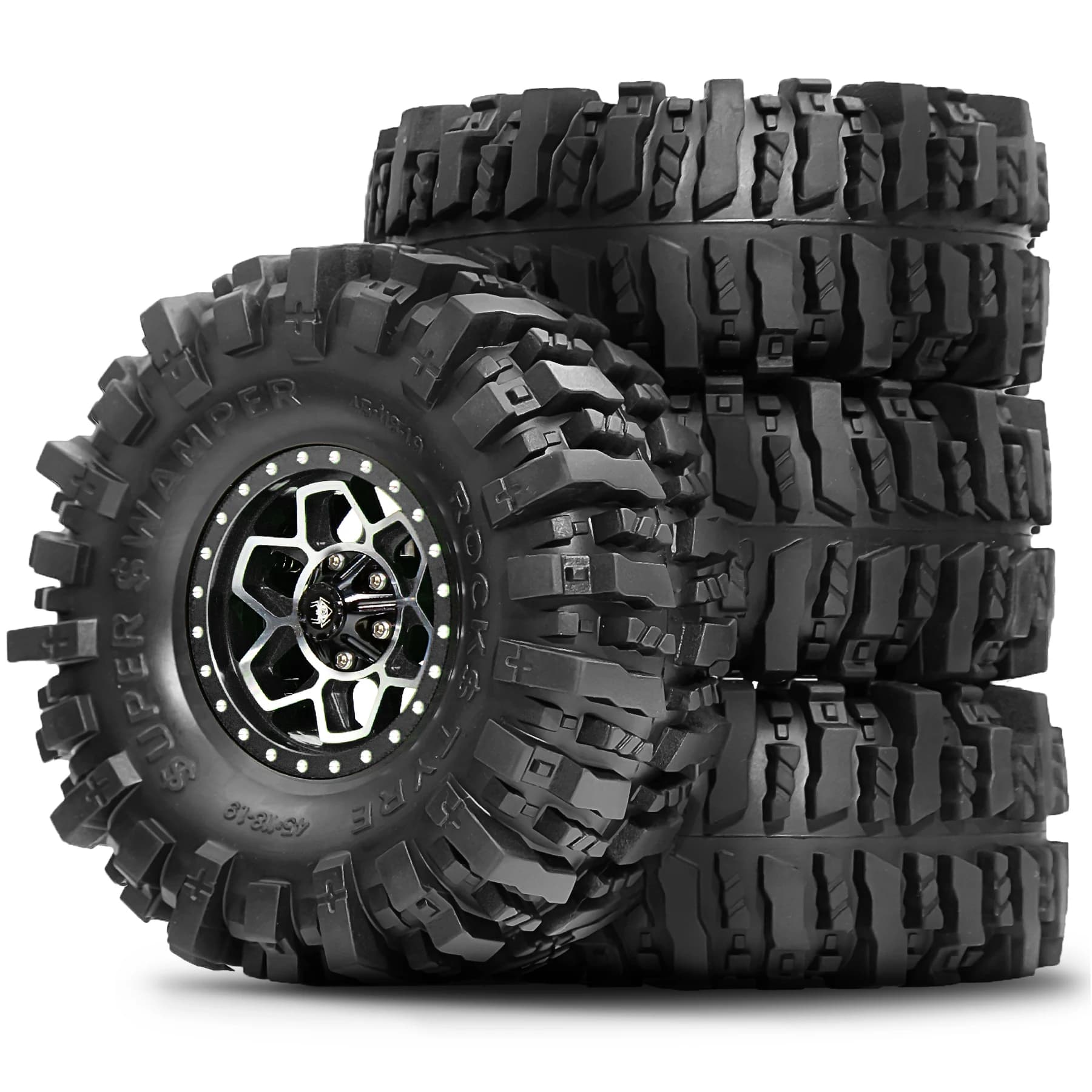 Ruote Beadlock da 1.9'' con Pneumatici, 4 Pezzi, OD 4.65'', Esagono da 12mm, Parti di Aggiornamento per Crawler RC 1/10 per TRX4 SCX10 II III Redcat Gen8 Gen7