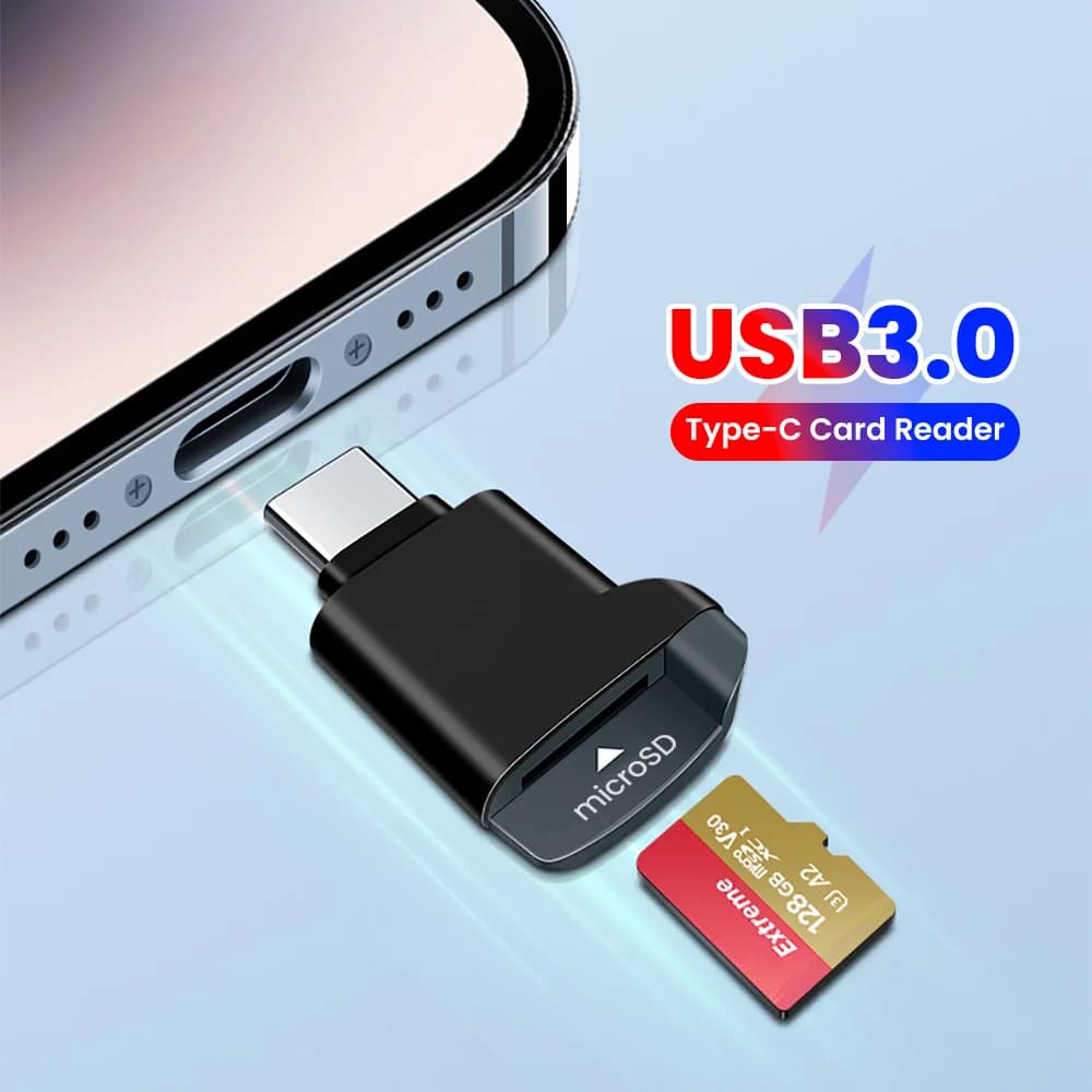 Type-C 3.0 Card Reader TF Mini Car Memory Card Reader For iPhone 17 16 15 USB C 3.0 CardReader to Micro TF