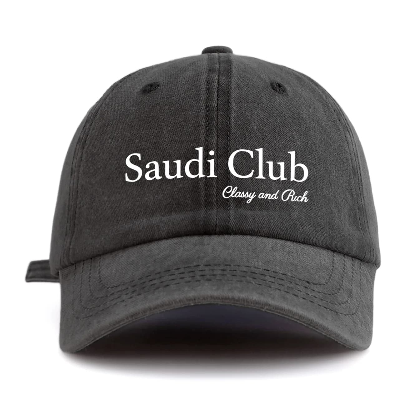 1pc SAUDI C Print Washed Baseball Cap for Adults,Minimalist Retro Style Casual Soft Adjustable Dad Hat,Perfect As Gift