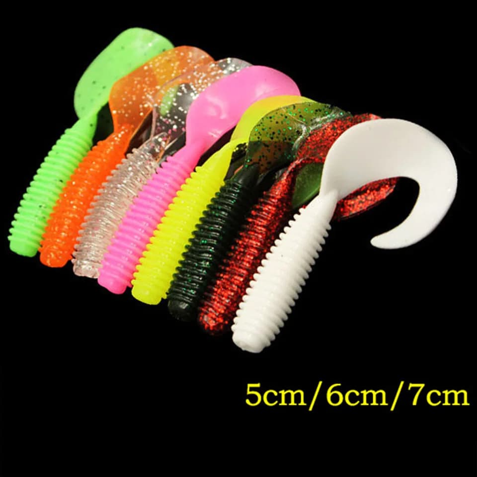 20pcs Jigging esche da pesca in Silicone morbido 5cm 6cm 7cm gamberetti Wobblers Grub Swimbaits artificiali Shad Worm Baits