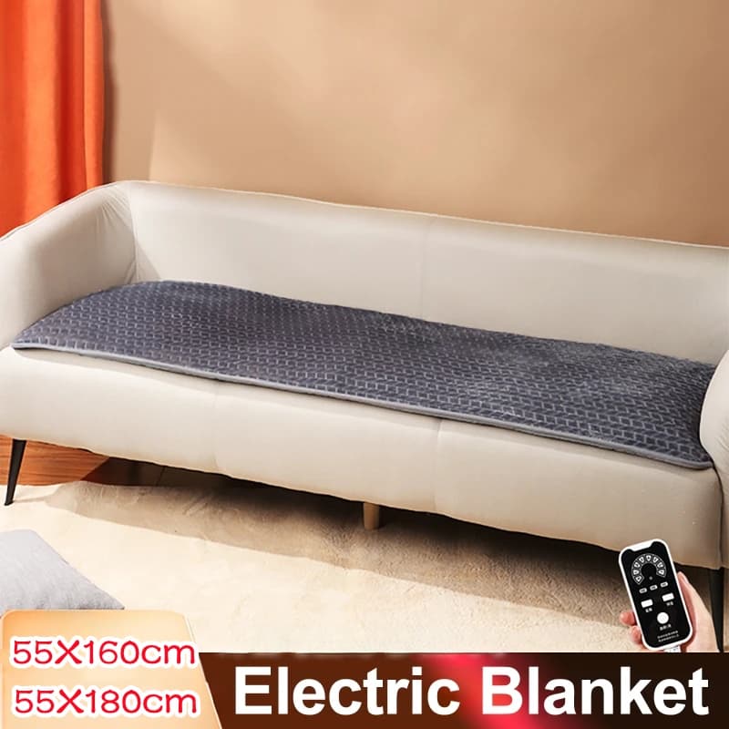 Coperta Elettrica 55x160/180cm in Lana, Materasso Riscaldante Spesso, Tappetino Riscaldante da Viaggio con Termostato, Scaldacorpo Invernale per Camper e SUV