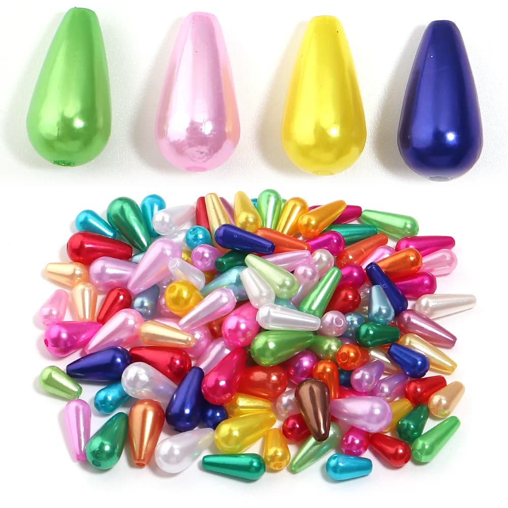 30-500 Pezzi Perle Imitazione a Goccia Ciondoli Charm per Creazione Gioielli Fai da Te Accessori Fatti a Mano Orecchini Bracciali Collane