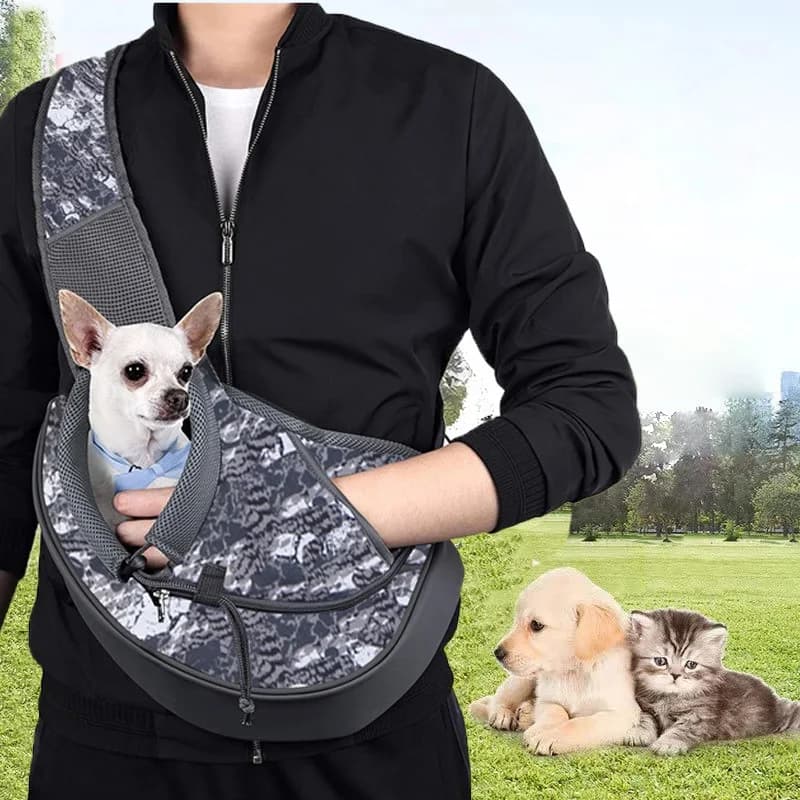 Zaino Trasportino per Cuccioli, Borsa a Tracolla da Viaggio per Esterni, Borsa a Rete per Trasporto Animali Domestici, Borsa a Tracolla a Spalla Incrociata per il Trasporto di Animali