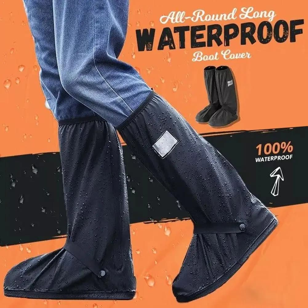 Waterproof Rain Boot Covers with Reflector High Top Shoe Cover for Motorcycle Bike Cycling Anti-Slip Rain Protector Men Women