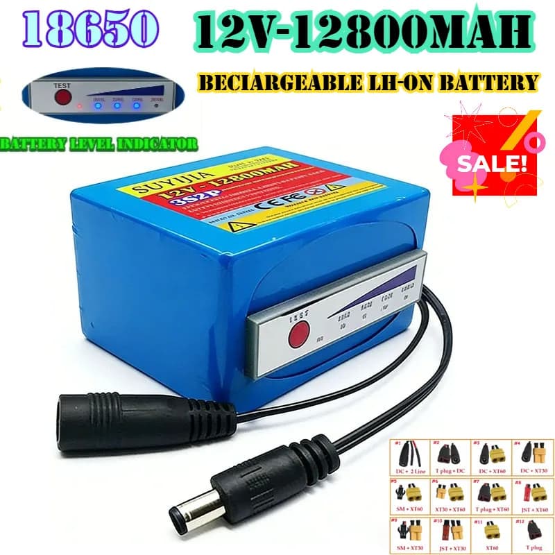 Lithium battery 18650 3s2p 12V 12800mAh 11.1V/12.6V for Ecoscandaglio, Diving camera, Portable indicator