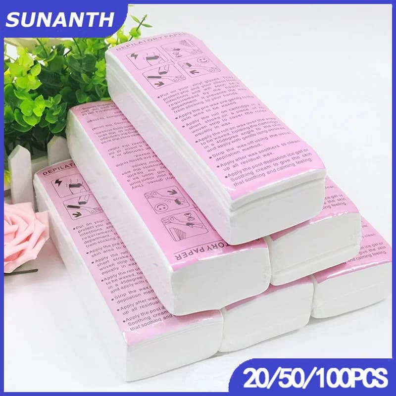 20/50/100 pezzi professionale depilazione ceretta depilatoria bellezza strumento strisce carta ceretta in tessuto non tessuto, per corpo e viso