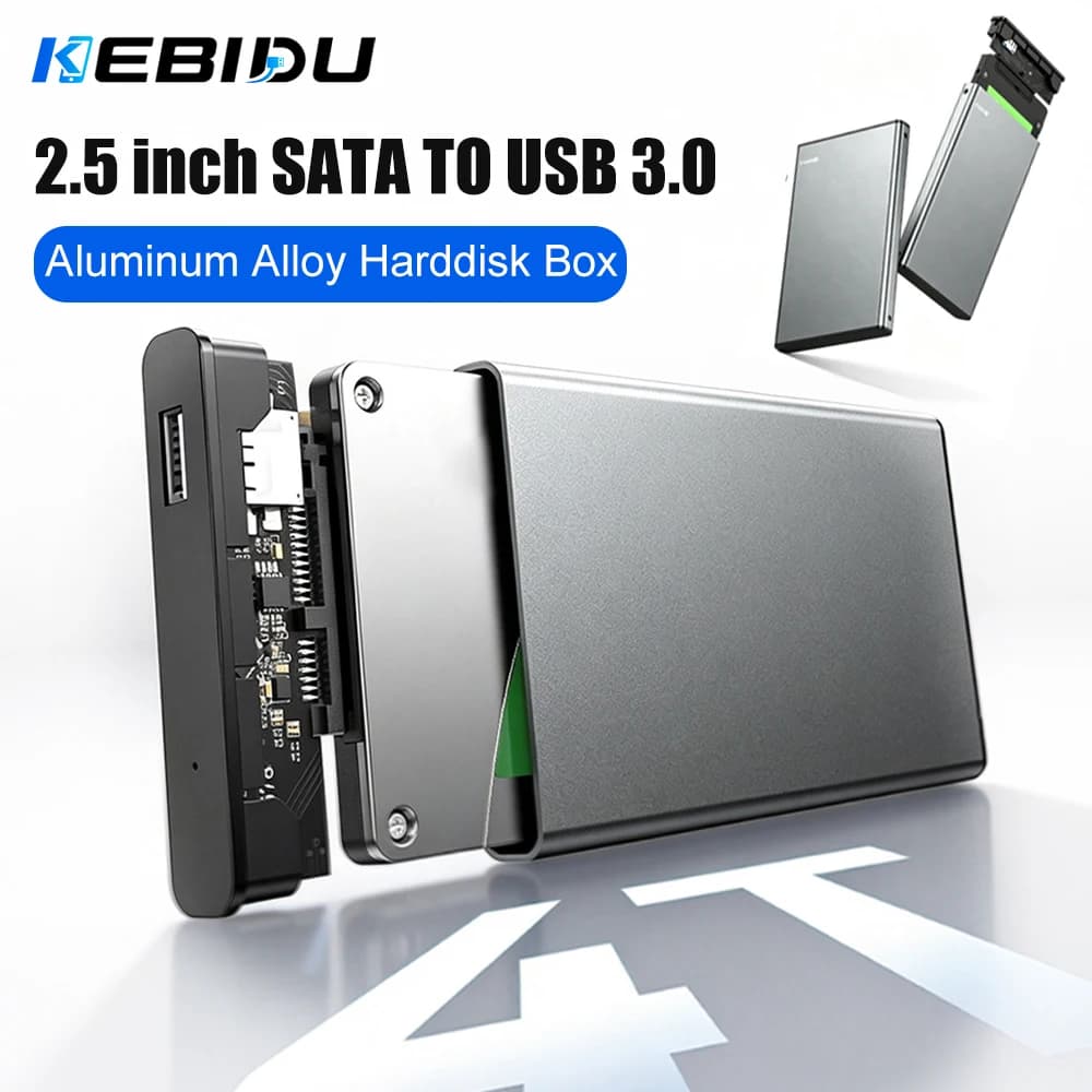 KEBIDU 5Gbps USB 3.0 to Type C External HDD Enclosure 2.5 SATA SSD Case Aluminum Alloy Fast Transfer Hard Drive Box