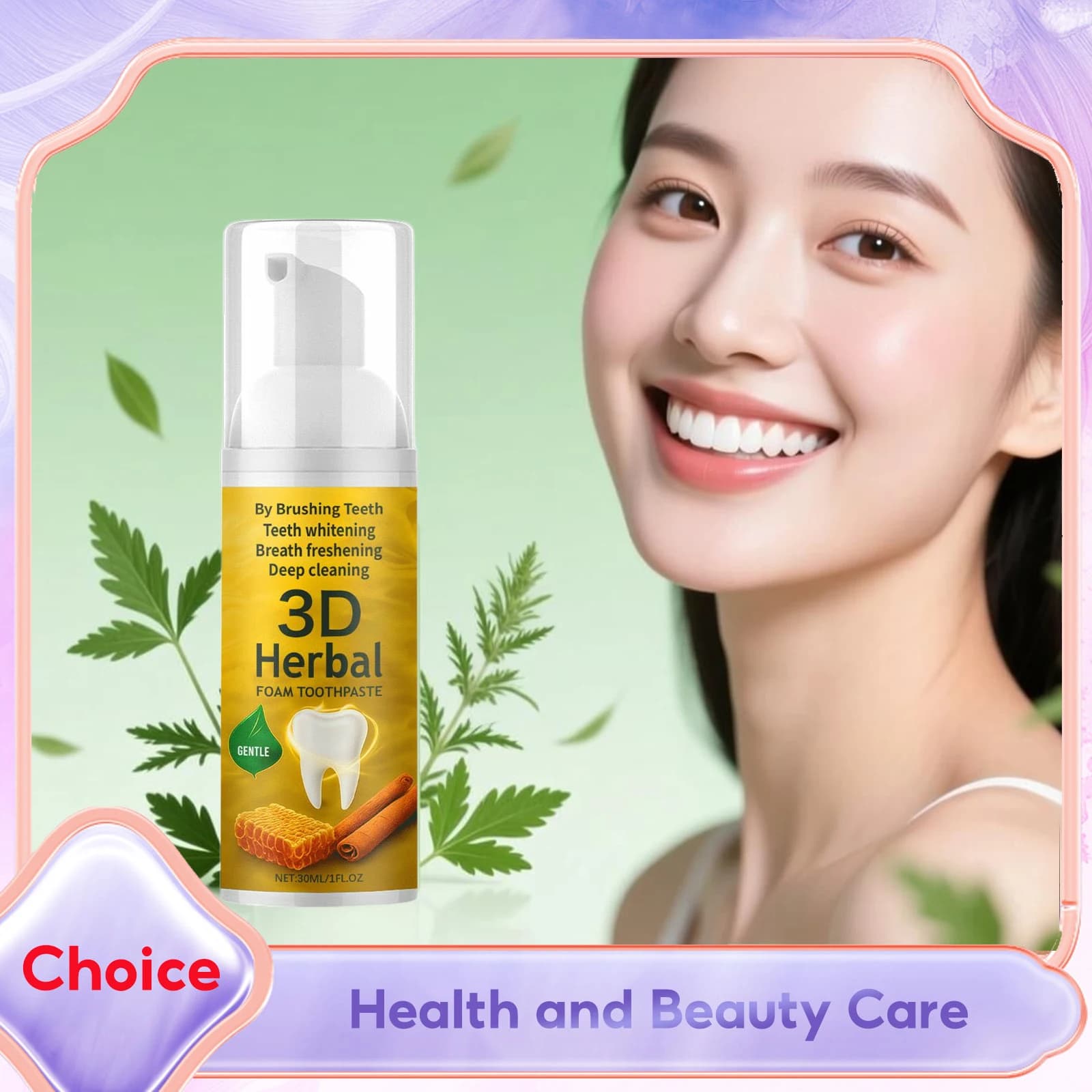 Herbal Toothpaste Whitening Mousse for teeth without organic fluorescence Deep cleansing stains Fresh breath Whitening foam for teeth