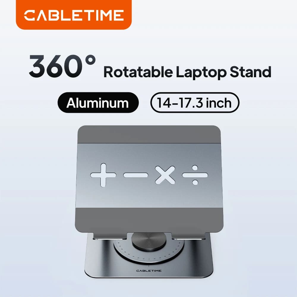 CABLETIME 360 degree swivel laptop support Aluminum support for 14"-17,3" laptop Ergonomic design for iMac DELL Lenovo