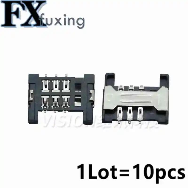 10 pz/lotto connettore porta scheda Sim a 6pin per Lenovo A568t A788t K860I A3000-H A5000 Slot vassoio 1.8mm spessore 6 piedi
