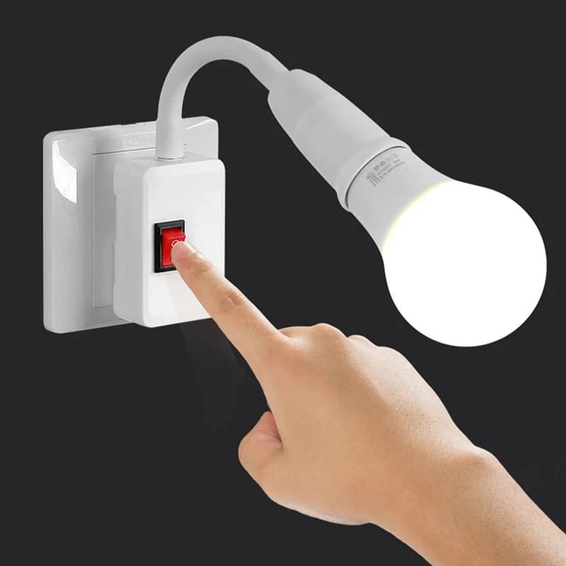 Flexible tube lamp holder E27 screw socket, rotatable European style plug with switch, bulb holder for wall mounted lamps
