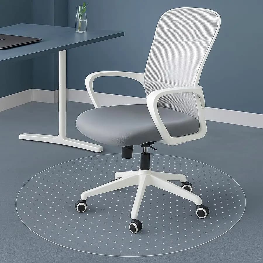 Tappetino per sedia da ufficio per moquette, tappetino rotondo 3939 per sedia da gaming con particelle antiscivolo, protezione per pavimenti resistente e trasparente per ufficio