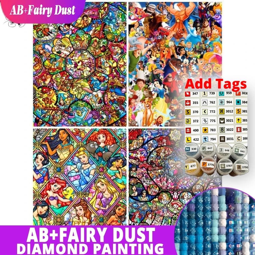 Fata Polvere AB Viene fornita con adesivi DMC Disney 5D Pittura diamante fai da te Cartoon Topolino e Minnie Mouse RoundMosaic Ritratto Cind