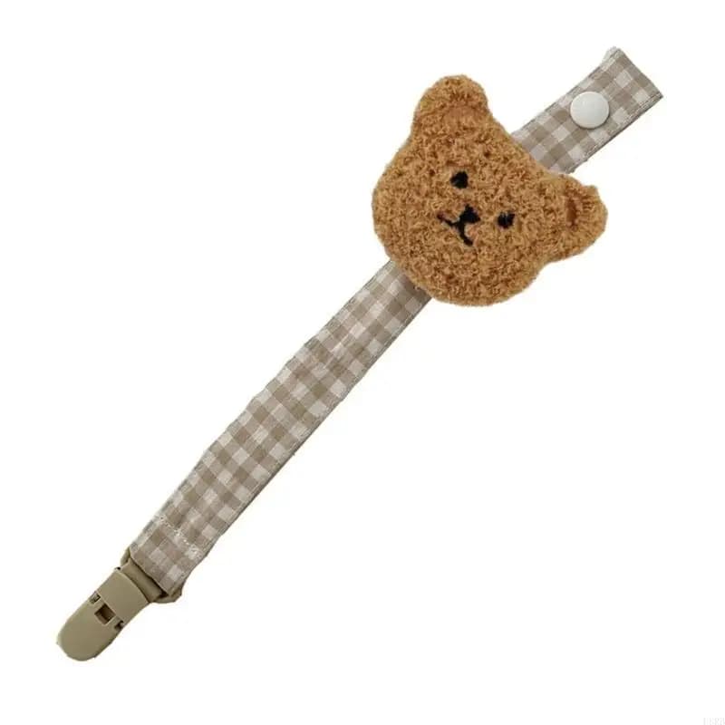 Simpatico orsetto in cotone scozzese con catena per ciuccio con clip per allattamento per bambini, portasucchietto per L8RB
