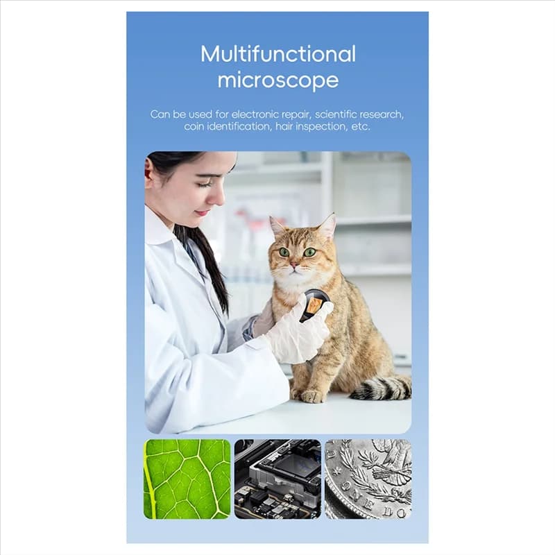Microscopio portatile con lente d'ingrandimento A25F-500X da 2 Megapixel con 8 LED per la riparazione di orologi di gioielli con monete elettroniche