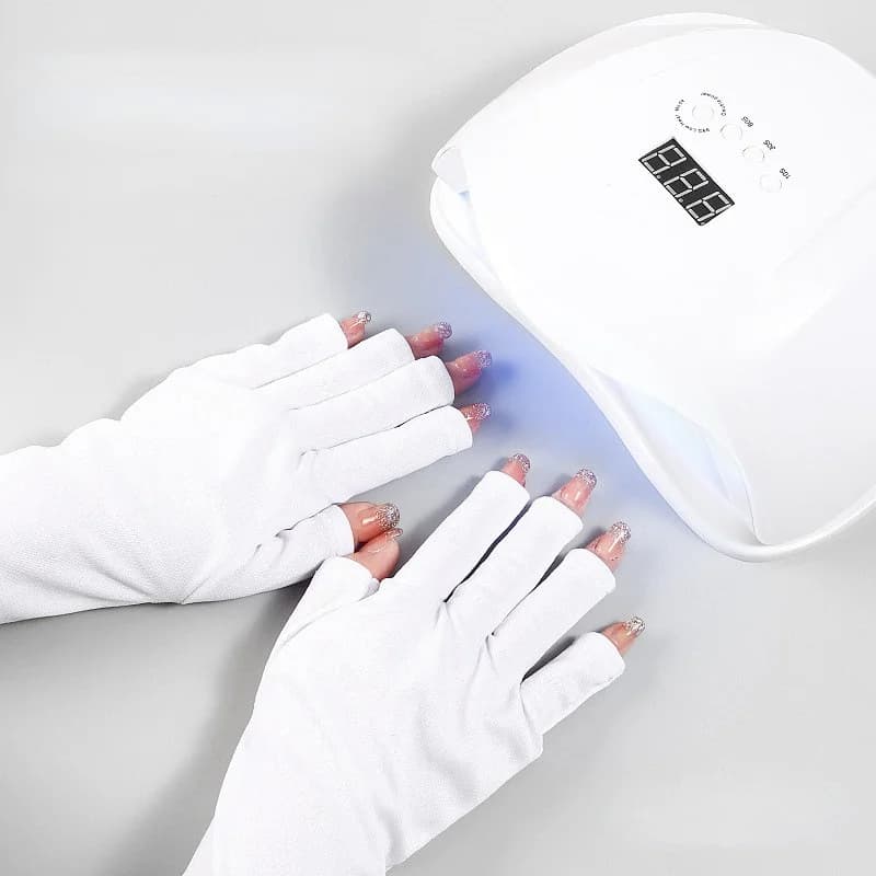 2 anti-duty gloves UV for radiation protection of the LED lamp, protection for hands from UV lamps, dryers and manicure tools.