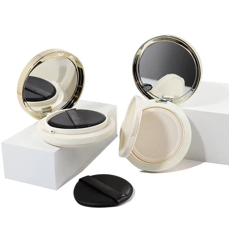 Contenitore Portatile Vuoto per Cuscinetto d'Aria con Spugna e Specchio, Custodia Cosmetica Portatile per Fondotinta e BB Cream