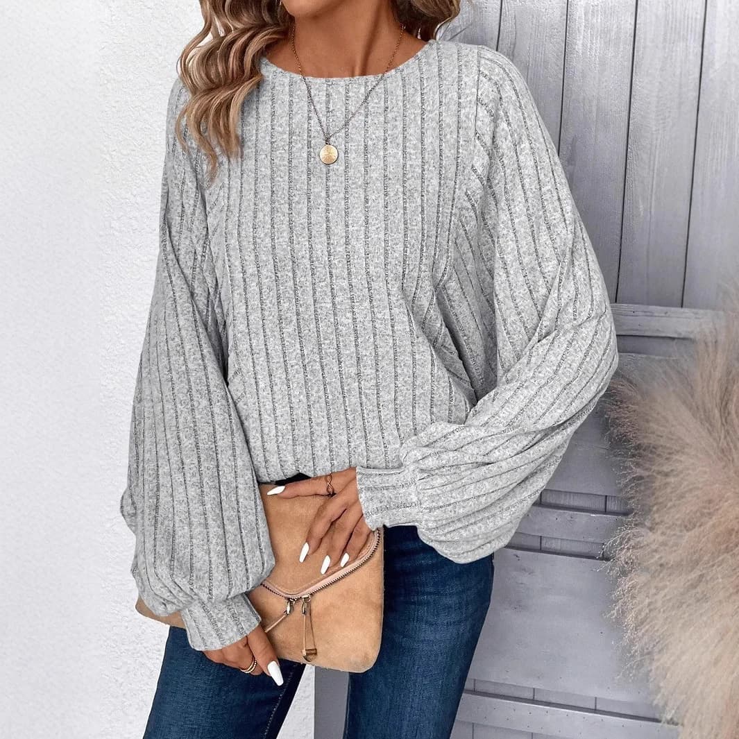Pullover lavorato a maglia comodo e casual Top da donna Semplice tinta unita con maniche a pipistrello Top stile pigro Donna Autunno Inverno Nuovo