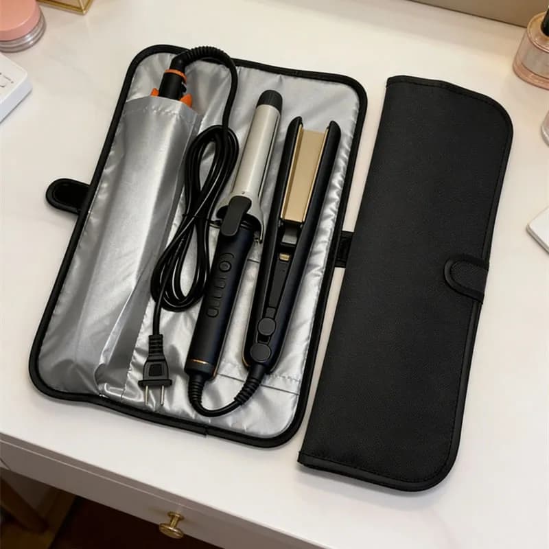 Borsa Protettiva da Viaggio per Piastra e Arricciacapelli Resistente al Calore - Custodia Organizer per Strumenti di Styling Capelli