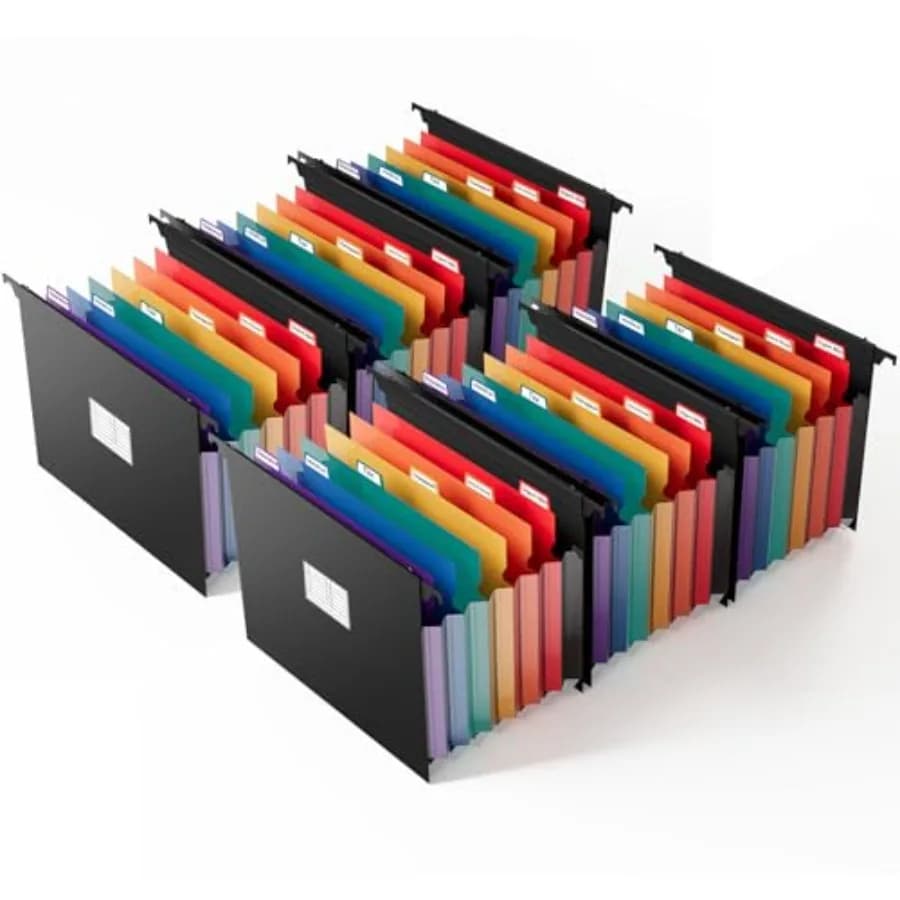 Cartelle Espandibili a 7 Tasche, Organizzatore a Fisarmonica Formato Letter, Espansione 1.2" con Linguette Colorate per Archivio
