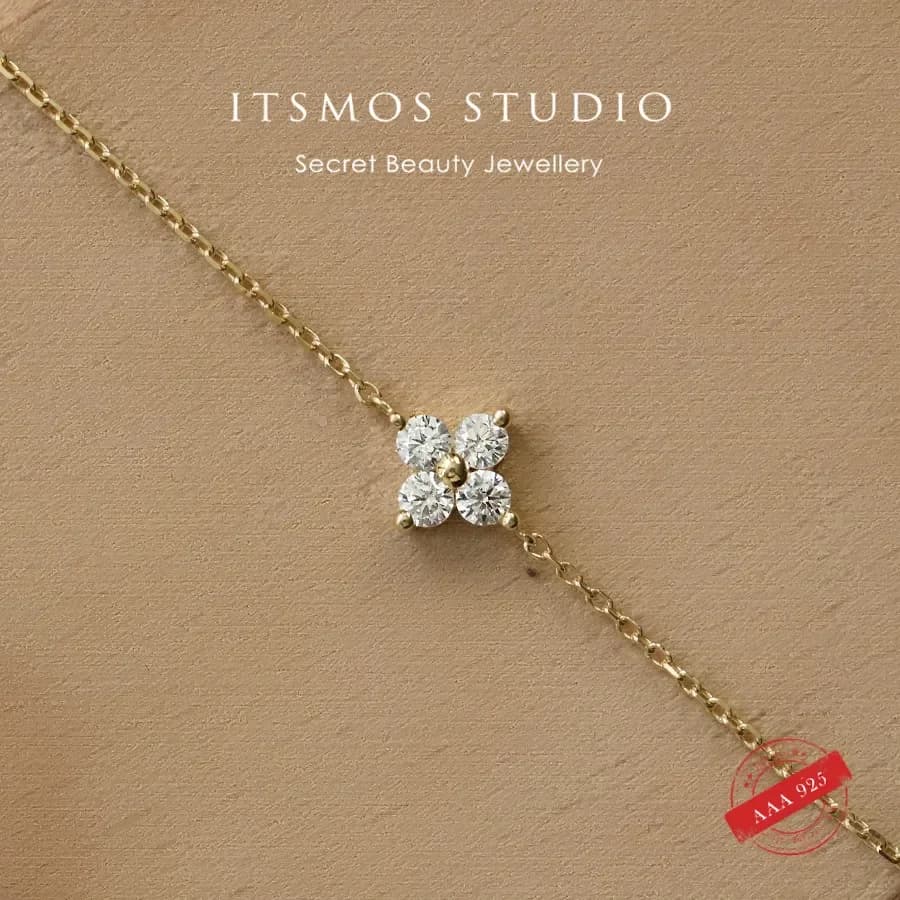 ITSMOS S925 Sterling Silver Flower Bracelet Fine Mini Quadlefoil Light Japanese Luxury and Korean Lucky Jewelry for Women