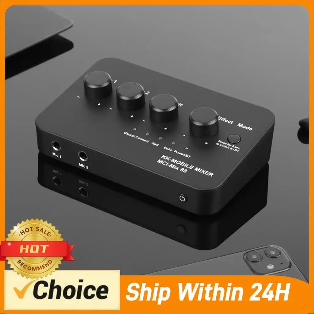 Microfono Karaoke Portatile con Mixer, Connessione AUX IN/OUT e BT, Macchina Audio Digitale per Karaoke, DJ, Feste in Casa e Teatro