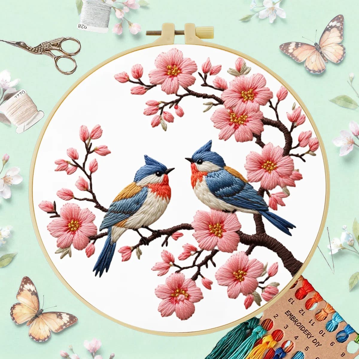 1 pz 20X20 CM/15X15 CM Ricamo Starter Kit FAI DA TE punto croce Cucito Art-Due uccelli